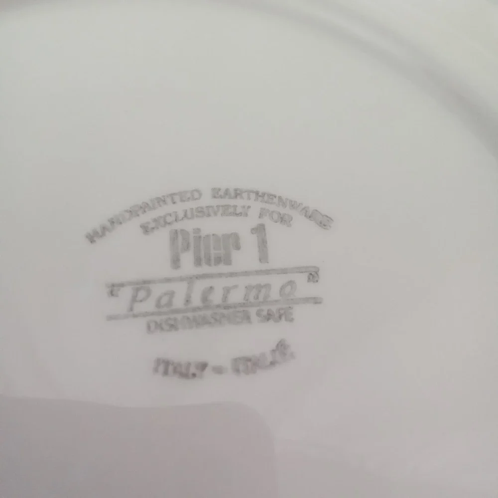 Pier‎ 1 Palermo Dinner Plate Handpainted Earthenware Italy Blue Olive Yellow